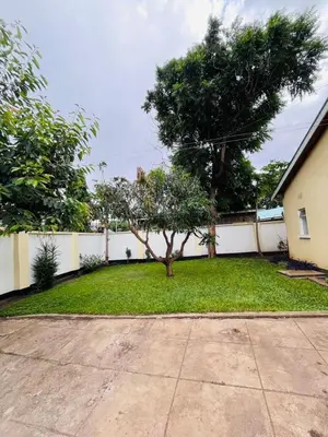 a yard with a tree in front of a fence at COZY NYUMBA in Arusha