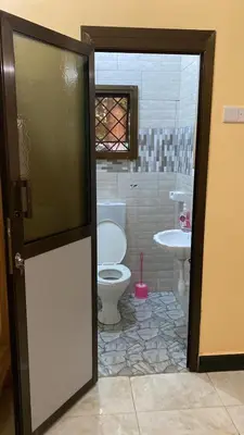 a bathroom with a toilet and a sink at Home Feeling Kilimanjaro in Moshi