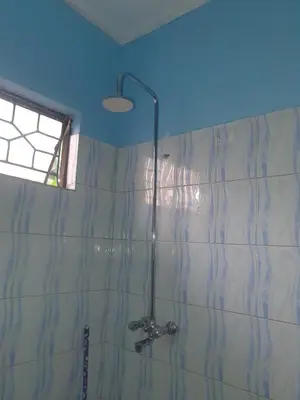 a shower in a bathroom with a tiled wall at Sinana country Home-Backpackers Stay in Kibongoto