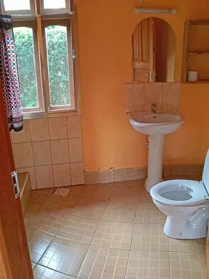 a bathroom with a white toilet and a sink at Kilimanjaro Eco Lodge in Usa River