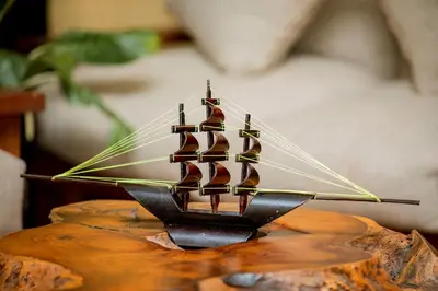 a model ship on top of a table at The Maridadi Hotel in Moshi