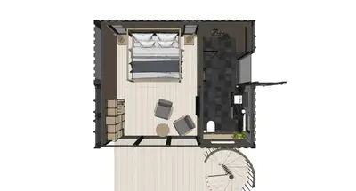 a floor plan of a room with a bed at Elephant lodge in Kwa Kuchinia