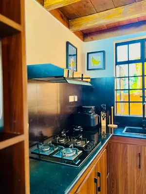 a kitchen with a stove top in a kitchen at Sereno Cabana in Arusha