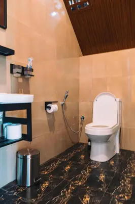 a bathroom with a toilet and a sink at Samora River Lodge in Arusha