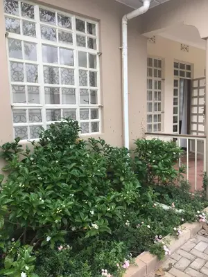 a house with a bunch of bushes in front of a window at Allamanda House Meru in Arusha
