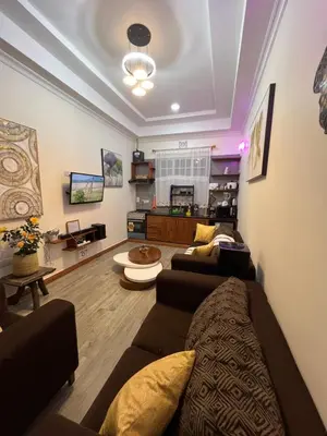 a living room with a couch and a tv at Lavish luxury homes in Nkoanrua