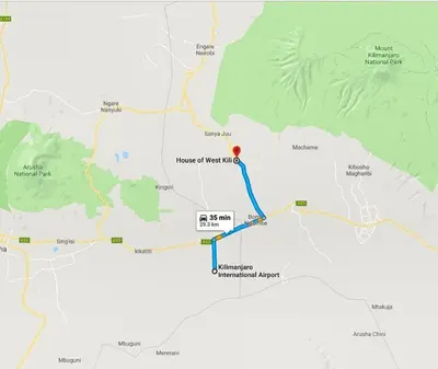 a map of a road with a blue line at House of West Kili in Bondeni Boloti