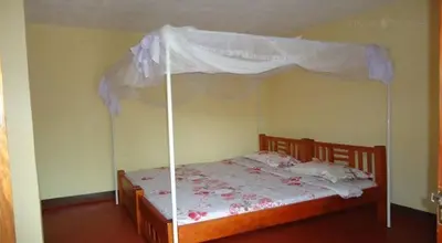 a bed with a canopy in a room at Urafiki House in Arusha