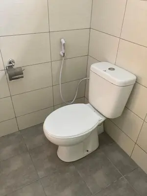 a bathroom with a white toilet in a stall at ILBORU HAVEN HOMEs in Arusha
