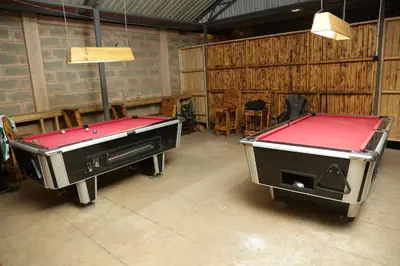 two ping pong tables in a room with a ping pongetitive at Diamond Delight Boutique Hotels in Moshi