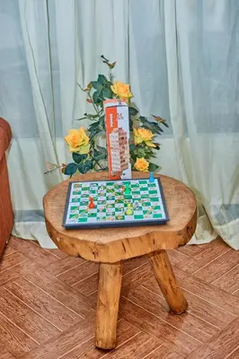 a chess board on top of a wooden table at Lavish Luxury Homes in Tengeru