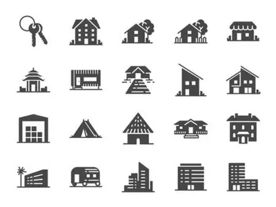 a set of black and white icons of homes at Njiro Serenity in Themi