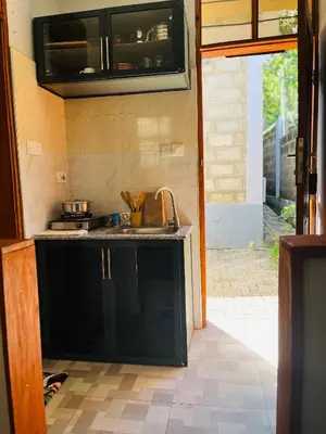 a kitchen with a sink and a microwave at leo apartment in Arusha