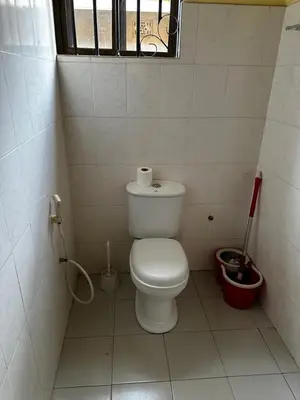 a small bathroom with a toilet and a window at Vicol luxe stay in Arusha