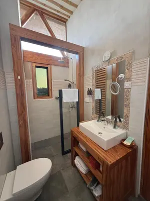 a bathroom with a sink and a toilet at Moyoni Africa Lodge & Tours in Arusha