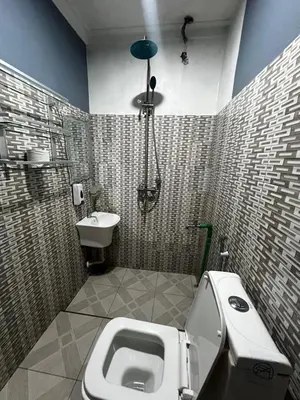 a bathroom with a toilet and a sink at Hadraj Sokokuu Apartment1 in Arusha