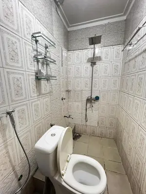 a bathroom with a toilet and a shower at Hadraj Sokokuu Apartment3 in Arusha