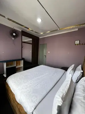 a bedroom with a large white bed in it at Hadraj Sokokuu Apartment3 in Arusha