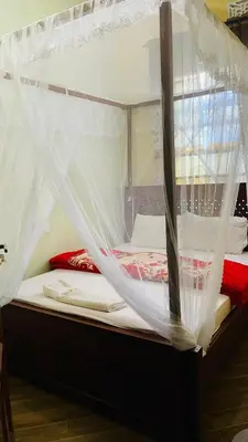 a bed with mosquito nets on top of it at R Kelly Tanzania in Arusha