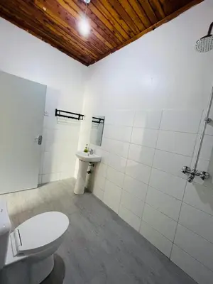 a bathroom with a toilet and a sink at Garden Villa Homestay in Arusha