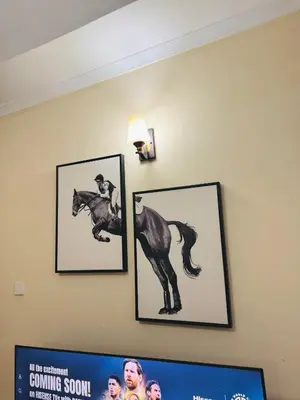 three framed pictures of a horse on a wall at In arusha nests in Arusha