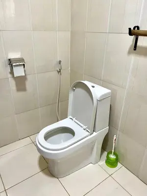 a bathroom with a toilet with the lid up at Nature's Haven Ilboru Hideaway in Arusha