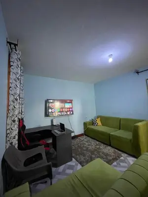 a living room with a couch and a tv at MSF BACHELOR PAd in Arusha