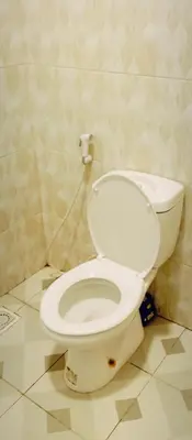 a bathroom with a white toilet in a room at Elwood Lodge in Arusha