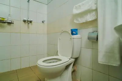 a bathroom with a white toilet in a room at Bluezone Residence in Arusha