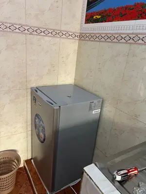 a refrigerator in a kitchen with a picture on the wall at Osim Homes in Arusha