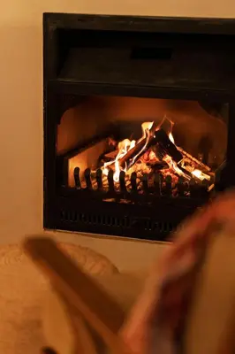 a fire in a fireplace with flames in it at Koroi Forest Camp in Arusha