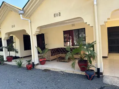 a house with potted plants in front of it at Maasai house in Arusha