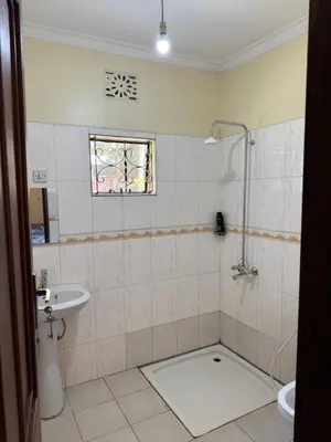 a bathroom with a shower and a sink and a toilet at Maasai house in Arusha