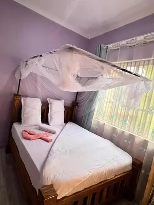 a bed with a mosquito net on top of it at Bushline Retreat in Karatu