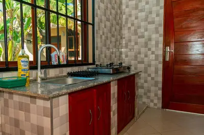 a kitchen with a sink and a window at Neylisa Apartments in Arusha