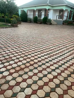a brick driveway in front of a building at Aa peaceful resting home in Karatu