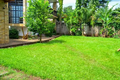 a yard of a house with a green lawn at Chaga African Home in Moshi