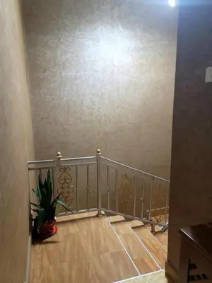 a hallway with a staircase with a potted plant at Cape Villa in Arusha