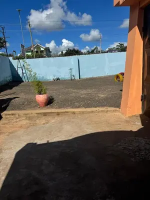 a patio with a plant in a pot next to a fence at Njiro Rented 3 Bedroom House in Themi