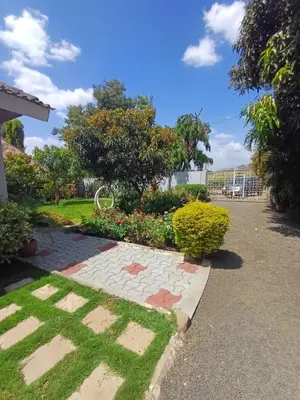 a garden with a stone pathway and flowers at Casabella stay in Arusha