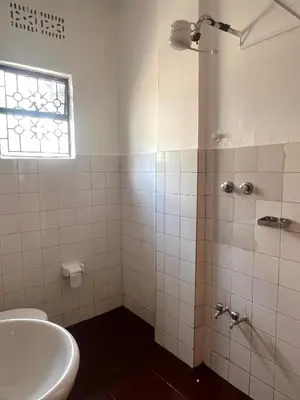 a bathroom with a sink and a toilet and a shower at John's Place in Arusha