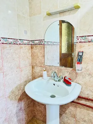 a bathroom with a sink and a mirror at KL shadow homes in Arusha