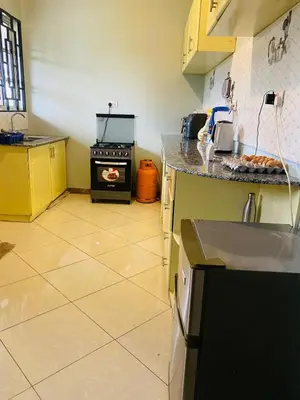 a kitchen with a sink and a stove at Tulivu Nyumba in Arusha