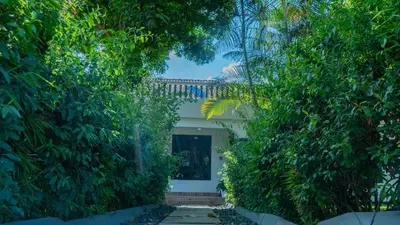 a house through the trees with a walkway at AG Comfort Safari Homes in Arusha