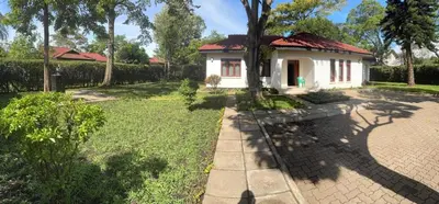 a small white house with a tree in the yard at Arusha Njiro B&B in Arusha
