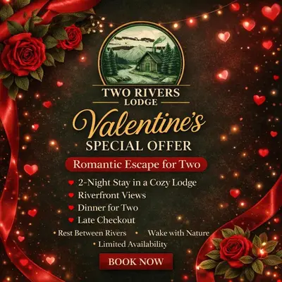 a flyer for two rivers lodge valentines special offer at Two rivers lodge in Arusha