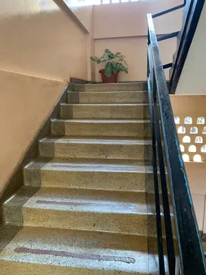 a stairway with a potted plant in a building at Golden View Hotel in Moshi