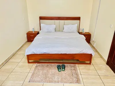 a bedroom with a large bed with two night stands at JJ Comfort Homes in Arusha