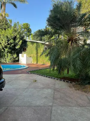 a swimming pool with a palm tree in a yard at The Paradise Inn Kilimanjaro in Moshi