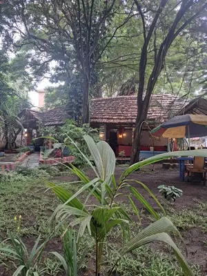 a plant in front of a building with trees at IBRAHIM Garden Hostel in Arusha